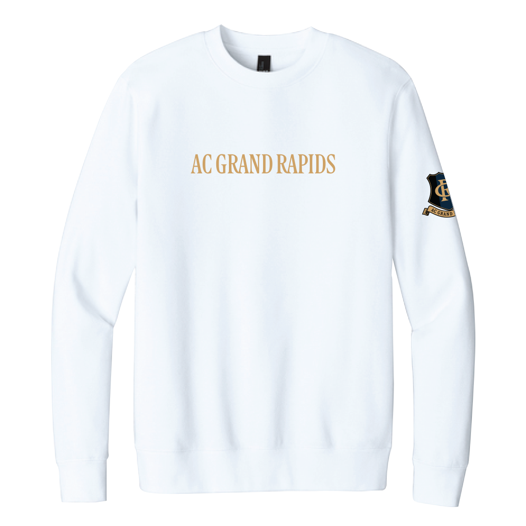 Adult "Wordmark" Fleece Crew Sweatshirt - WHITE
